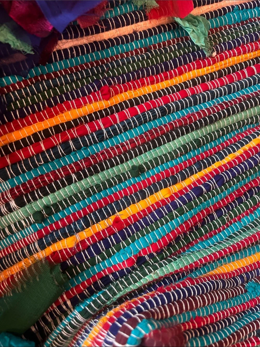 Raj Multicolor Fringe Woven Tote oversized XL carpet bag rotor new w/o tag